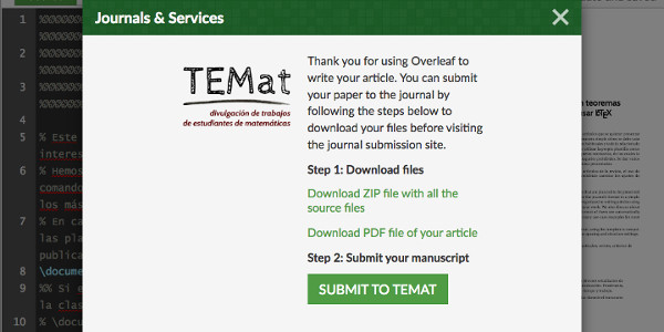 Acuerdo entre TEMat y Overleaf
